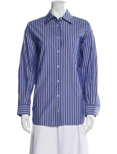 Pre-owned The Row Striped Long Sleeve Button-up Top In Blue
