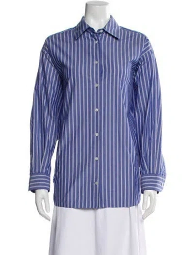 Pre-owned The Row Striped Long Sleeve Button-up Top In Blue