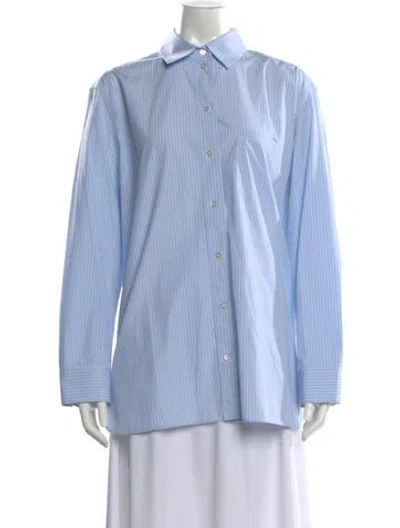 Pre-owned The Row Striped Long Sleeve Button-up Top In Blue