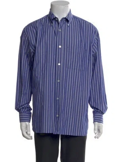 Pre-owned The Row Striped Long Sleeve Dress Shirt In Blue