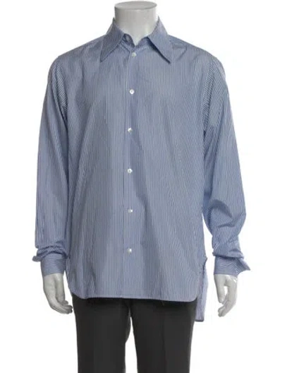 Pre-owned The Row Striped Long Sleeve Dress Shirt In Blue
