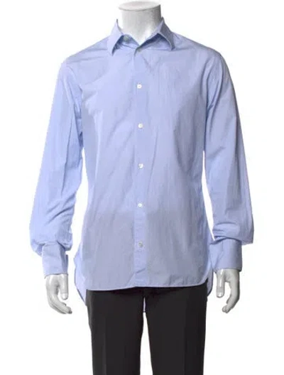 Pre-owned The Row Striped Long Sleeve Dress Shirt In Blue