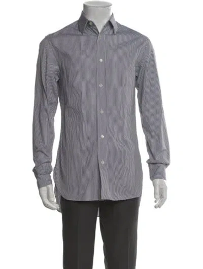 Pre-owned The Row Striped Long Sleeve Shirt In Gray