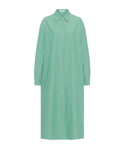 The Row Striped Shirt Dress In Green