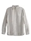 The Row Striped Silk Shirt In Gray