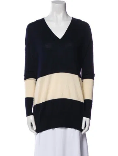 Pre-owned The Row Striped V-neck Sweater