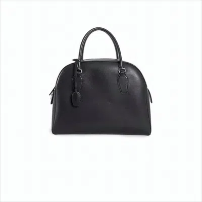 The Row Structured Black Calf Leather Tote Bag