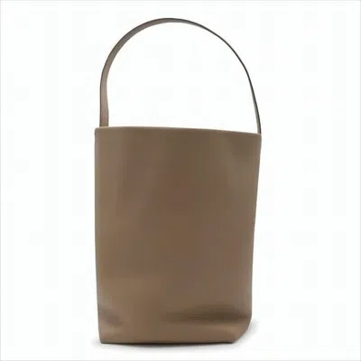 The Row Structured Brown Calf Leather Tote In White