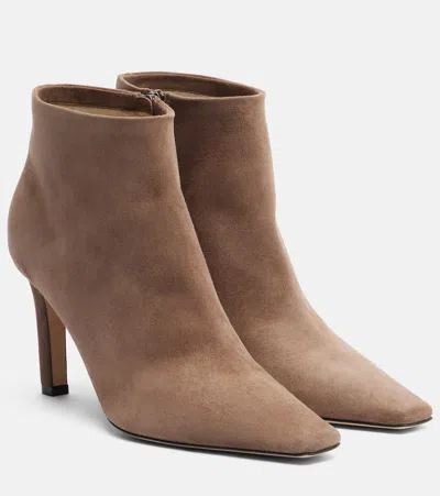 The Row Suede Ankle Boots In Brown
