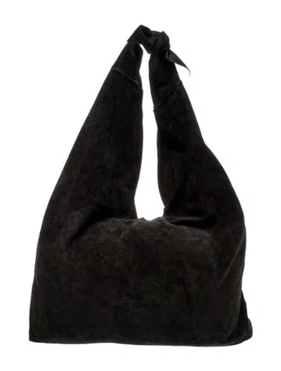 Pre-owned The Row Suede Bindle In Black