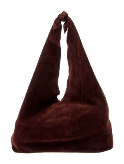Pre-owned The Row Suede Bindle In Burgundy