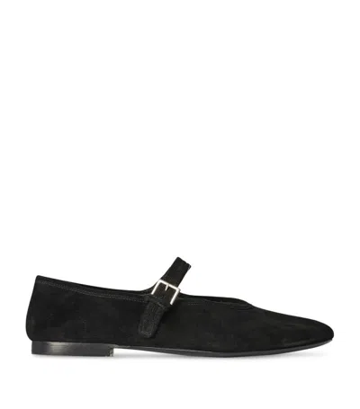 The Row Suede Boheme Mary Jane Flats In Black