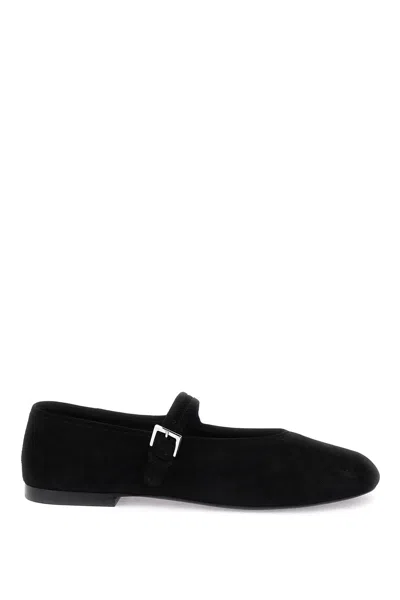 The Row Boheme Suede Mary Jane Flats In Black