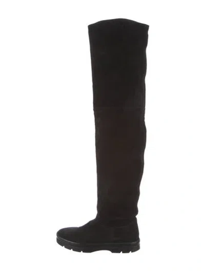 Pre-owned The Row Suede Boots In Black