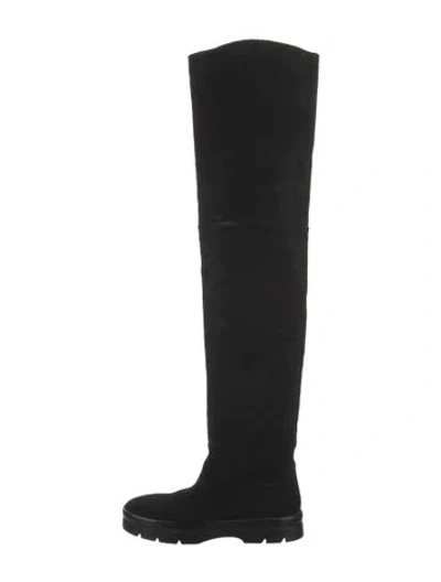 Pre-owned The Row Suede Boots In Black