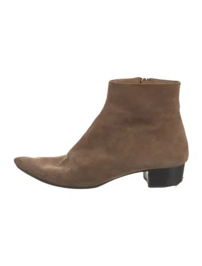 Pre-owned The Row Suede Boots In Brown
