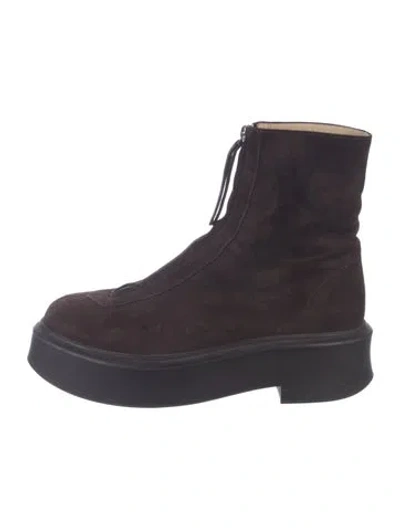 Pre-owned The Row Suede Boots In Brown