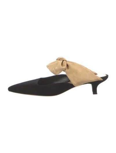 Pre-owned The Row Suede Bow Accents Mules In Black