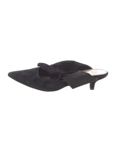 Pre-owned The Row Suede Bow Accents Mules In Blue