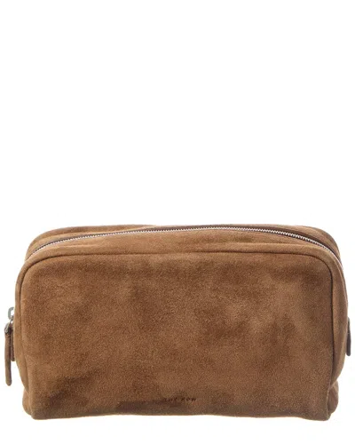 The Row Suede Clutch In Brown