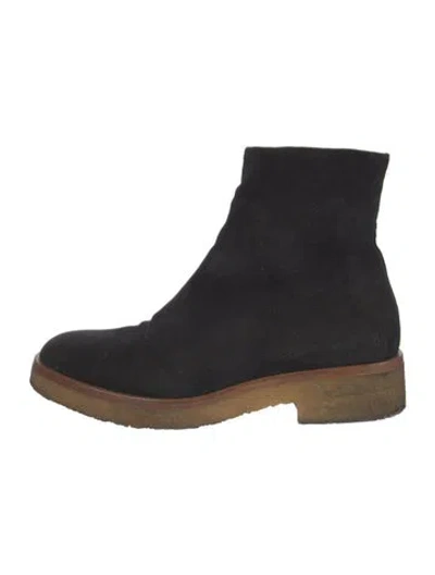 Pre-owned The Row Suede Combat Boots In Black