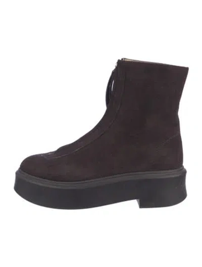 Pre-owned The Row Suede Combat Boots In Brown