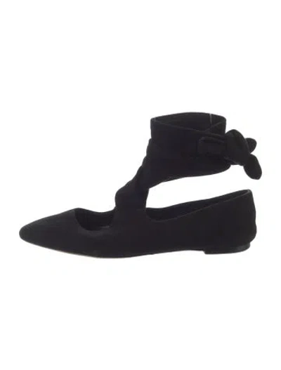 Pre-owned The Row Suede Flats In Black