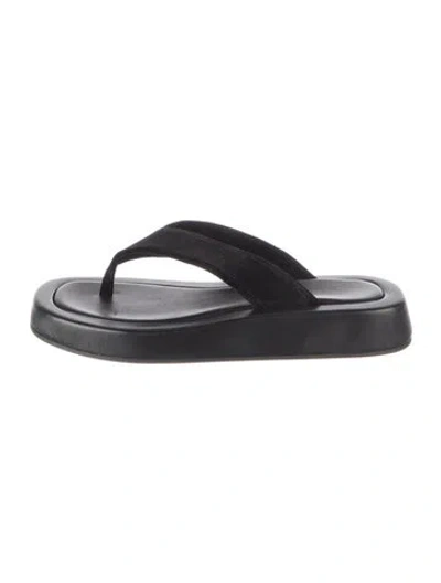 Pre-owned The Row Suede Flip Flops In Black