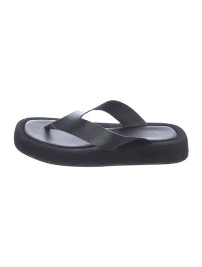 Pre-owned The Row Suede Flip Flops In Black