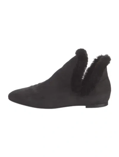 Pre-owned The Row Suede Fur Trim Chelsea Boots In Black