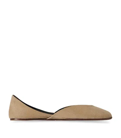 The Row Suede Gemma Ballet Flats In Trc Trench