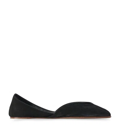 The Row Suede Gemma Ballet Flats In Black