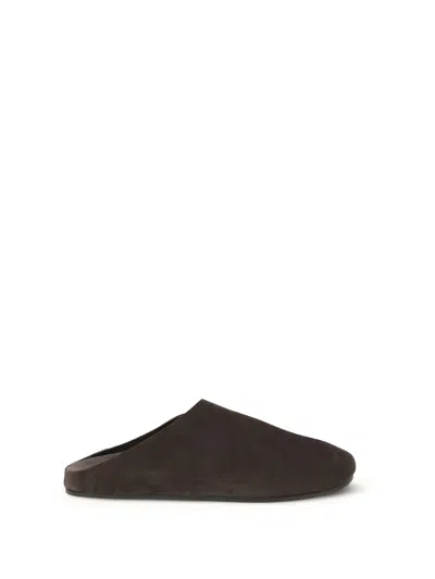 The Row Suede Hudson Mules In Brown