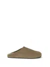 The Row Beige Hudson Suede Slide Loafers In Multi