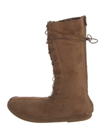 Pre-owned The Row Suede Lace-up Boots In Brown