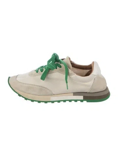 Pre-owned The Row Suede Leather Trim Embellishment Athletic Sneakers In Green/neutrals