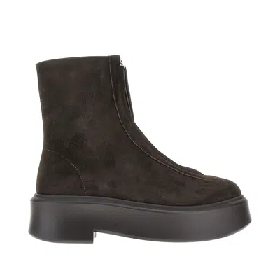 THE ROW SUEDE LEATHER ZIPPED BOOTS