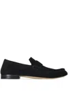 The Row Soft Moccasin In Suede In Black
