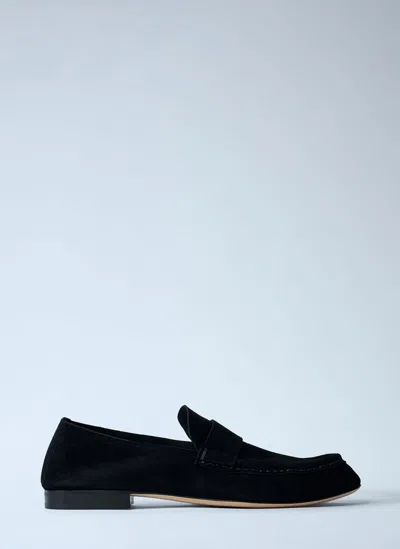 The Row Suede Loafers In Black