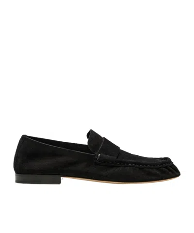 The Row Suede Loafers In Black