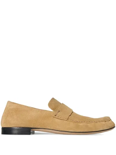 The Row Suede Loafers In Yellow