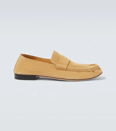 The Row Suede Loafers In Yellow