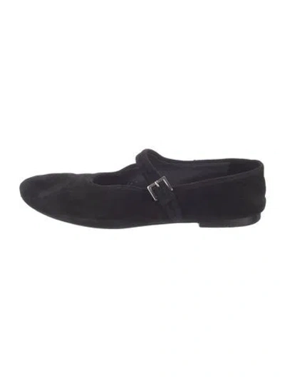 Pre-owned The Row Suede Mary Jane Flats In Black
