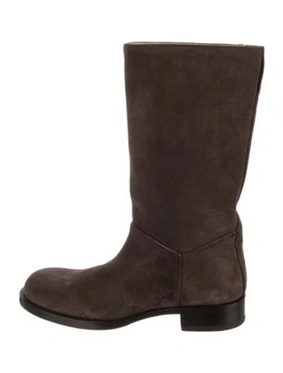 Pre-owned The Row Suede Moto Boots In Brown