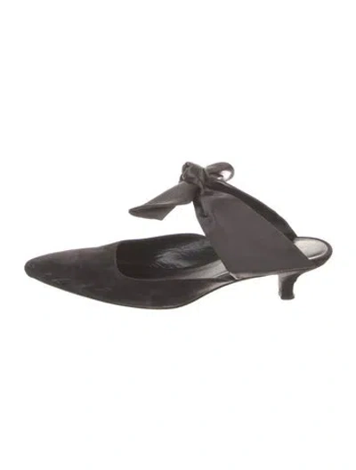 Pre-owned The Row Suede Mules In Gray