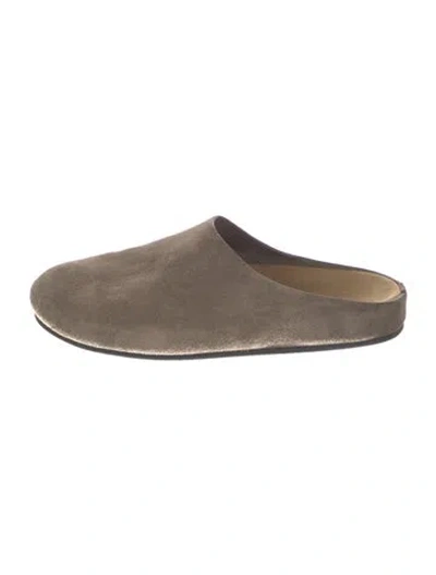 Pre-owned The Row Suede Mules In Neutrals