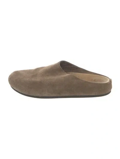 Pre-owned The Row Suede Mules In Neutrals