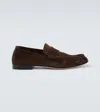 The Row Suede Penny Loafers In Brown