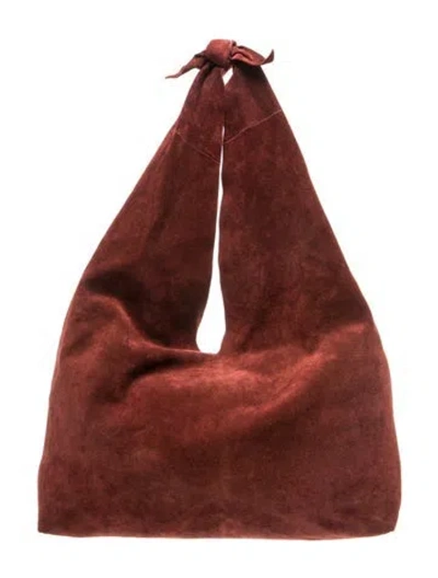 Pre-owned The Row Suede Shoulder Bag In Burgundy