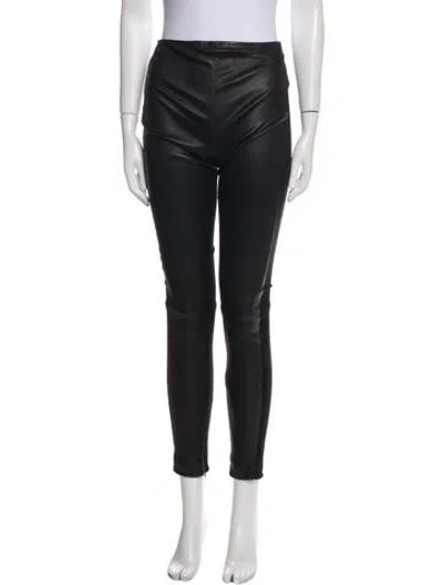 Pre-owned The Row Suede Skinny Leg Pants In Black